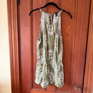 Forever 21 Green and White Patterned Romper Size Large